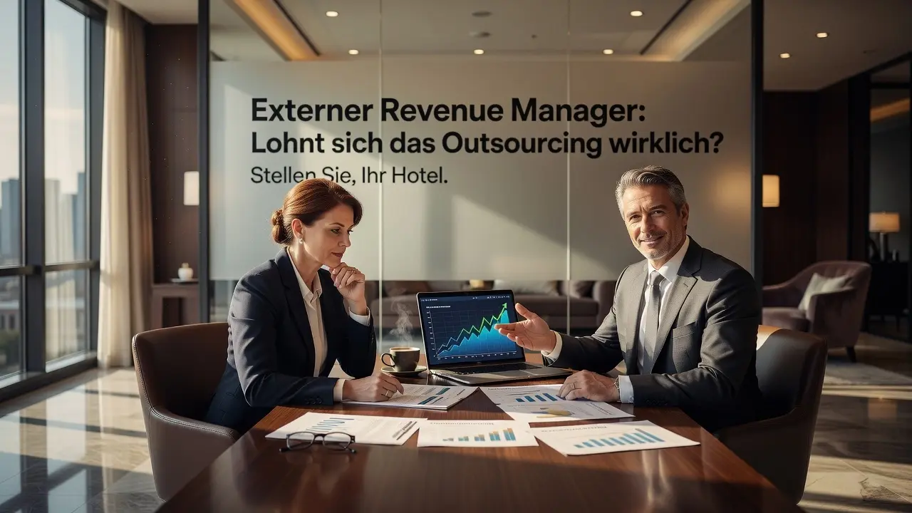 Professional header image for comparison analysis: Externer Revenue Manager: Lohnt sich das Outsourcing wirk...