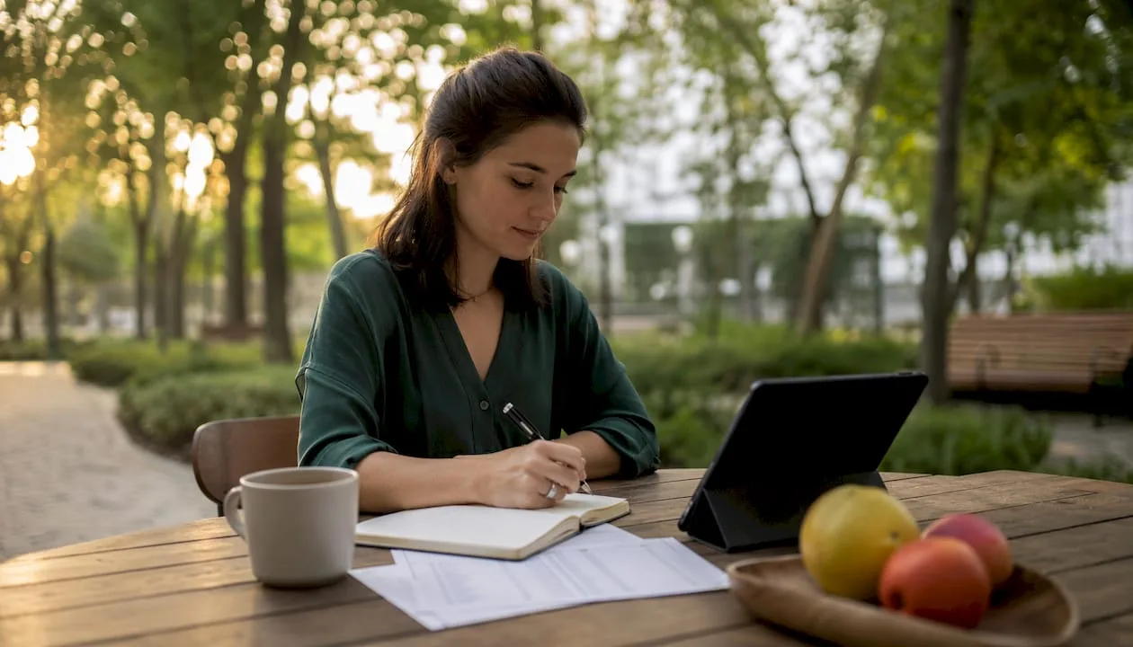 Ein Hotelmarketing-Manager bereitet am Tablet eine E-Mail zum Upselling vor.